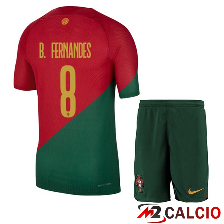 Maglie Calcio Personalizzate,Tute Calcio Squadre,Maglia Nazionale Italiana Calcio | Maglie Calcio Portogallo (J. MOUTINHO 8) Bambino Prima Rosso Verde 2022/2023