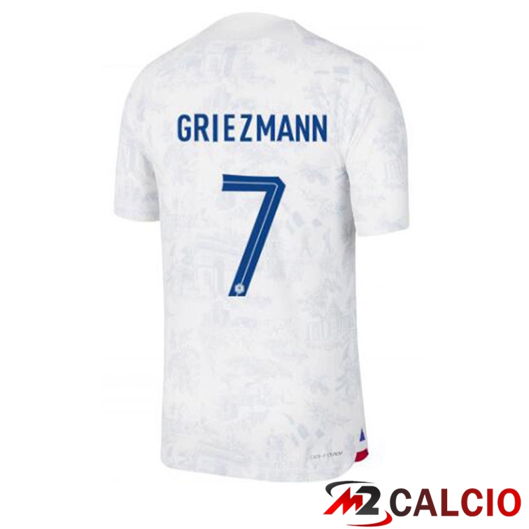 Maglie Calcio Personalizzate,Tute Calcio Squadre,Maglia Nazionale Italiana Calcio | Maglie Calcio Francia (GRIEZMANN 7) Seconda Bianco 2022/2023