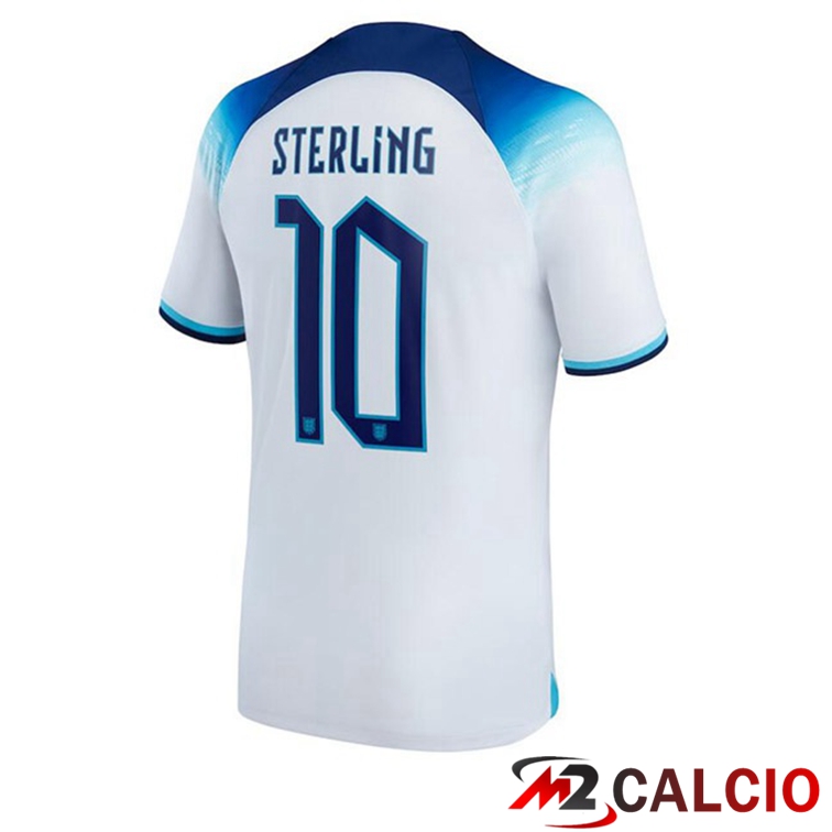 Maglie Calcio Personalizzate,Tute Calcio Squadre,Maglia Nazionale Italiana Calcio | Maglie Calcio Inghilterra (STERLING 10) Prima Bianco 2022/2023
