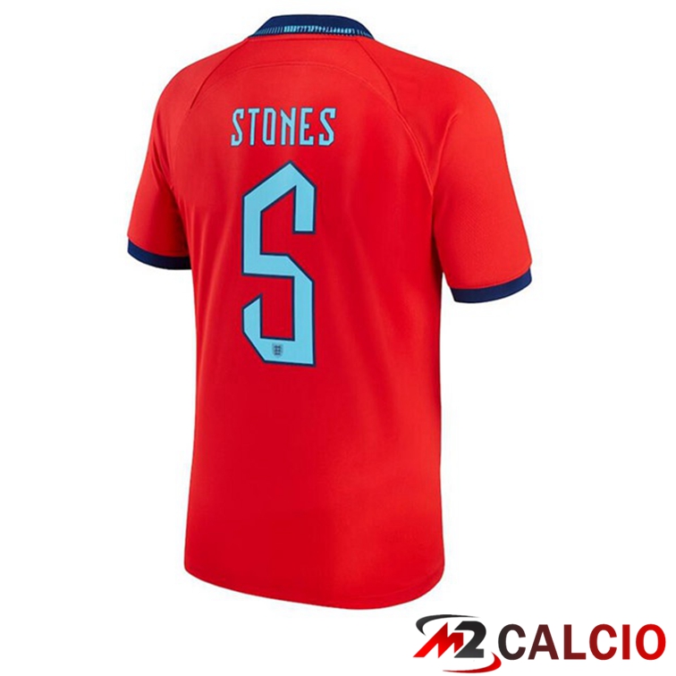 Maglie Calcio Inghilterra (STONES 5) Seconda Rosso 2022/2023