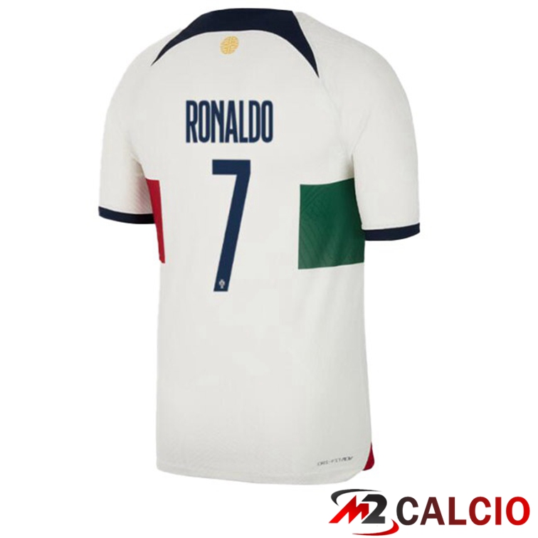 Maglie Calcio Personalizzate,Tute Calcio Squadre,Maglia Nazionale Italiana Calcio | Maglie Calcio Portogallo (RONALDO 7) Seconda Bianco Rosso 2022/2023