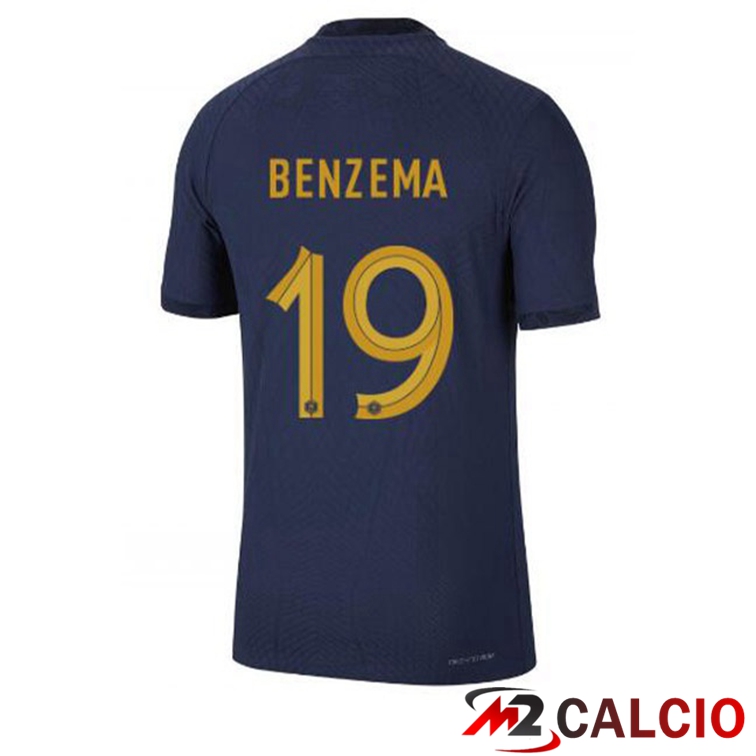 Maglie Calcio Personalizzate,Tute Calcio Squadre,Maglia Nazionale Italiana Calcio | Maglie Calcio Francia (BENZEMA 19) Prima Blu Royal 2022/2023