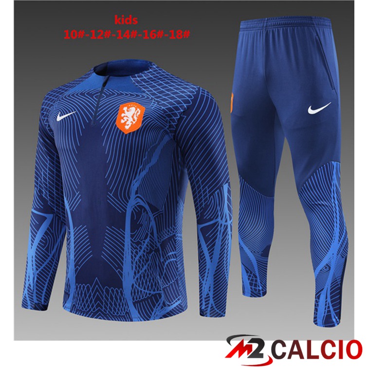 Maglie Calcio Personalizzate,Tute Calcio Squadre,Maglia Nazionale Italiana Calcio | Tuta Calcio Paesi Bassi Bambino Blu Royal 2022/2023