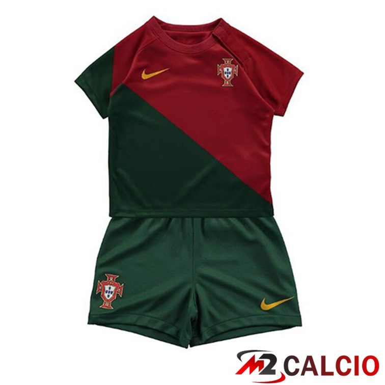 Maglie Calcio Personalizzate,Tute Calcio Squadre,Maglia Nazionale Italiana Calcio | Maglie Calcio Portogallo Bambino Prima Rosso Verde Coppa Del Mondo 2022