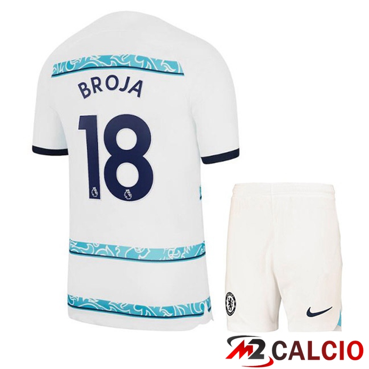 Maglie Calcio Personalizzate,Tute Calcio Squadre,Maglia Nazionale Italiana Calcio | Maglie Calcio FC Chelsea (BROJA 18) Bambino Seconda Bianco 2022/2023