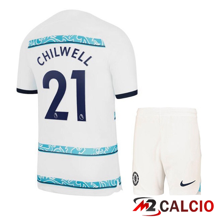 Maglie Calcio Personalizzate,Tute Calcio Squadre,Maglia Nazionale Italiana Calcio | Maglie Calcio FC Chelsea (CHILWELL 21) Bambino Seconda Bianco 2022/2023