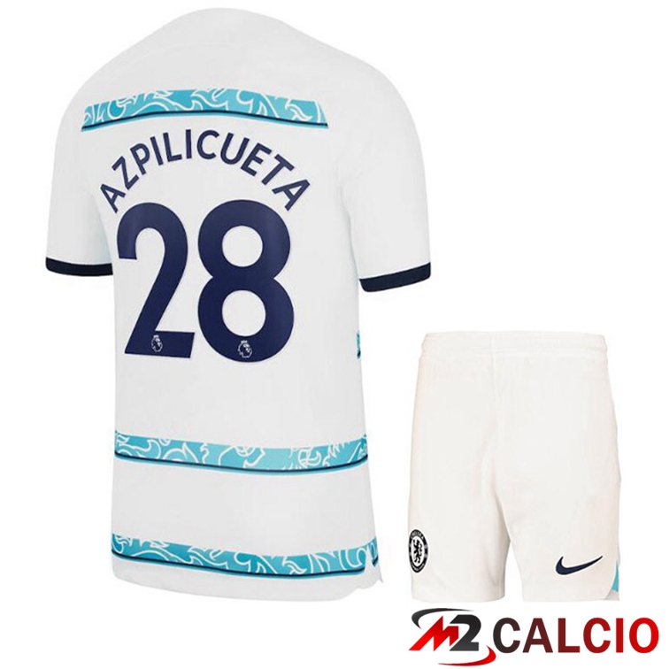 Maglie Calcio Personalizzate,Tute Calcio Squadre,Maglia Nazionale Italiana Calcio | Maglie Calcio FC Chelsea (AZPILICUETA 28) Bambino Seconda Bianco 2022/2023