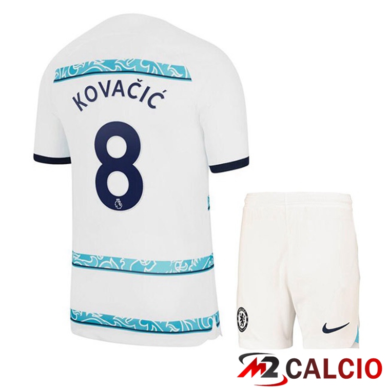 Maglie Calcio Personalizzate,Tute Calcio Squadre,Maglia Nazionale Italiana Calcio | Maglie Calcio FC Chelsea (KOVACIC 8) Bambino Seconda Bianco 2022/2023