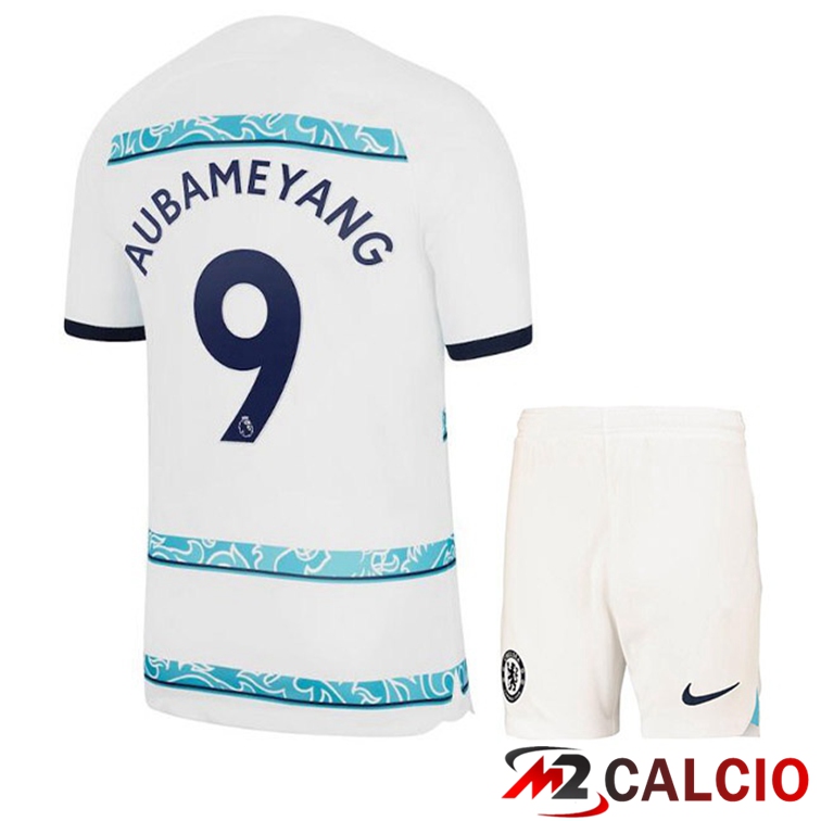 Maglie Calcio Personalizzate,Tute Calcio Squadre,Maglia Nazionale Italiana Calcio | Maglie Calcio FC Chelsea (AUBAMEYANG 9) Bambino Seconda Bianco 2022/2023
