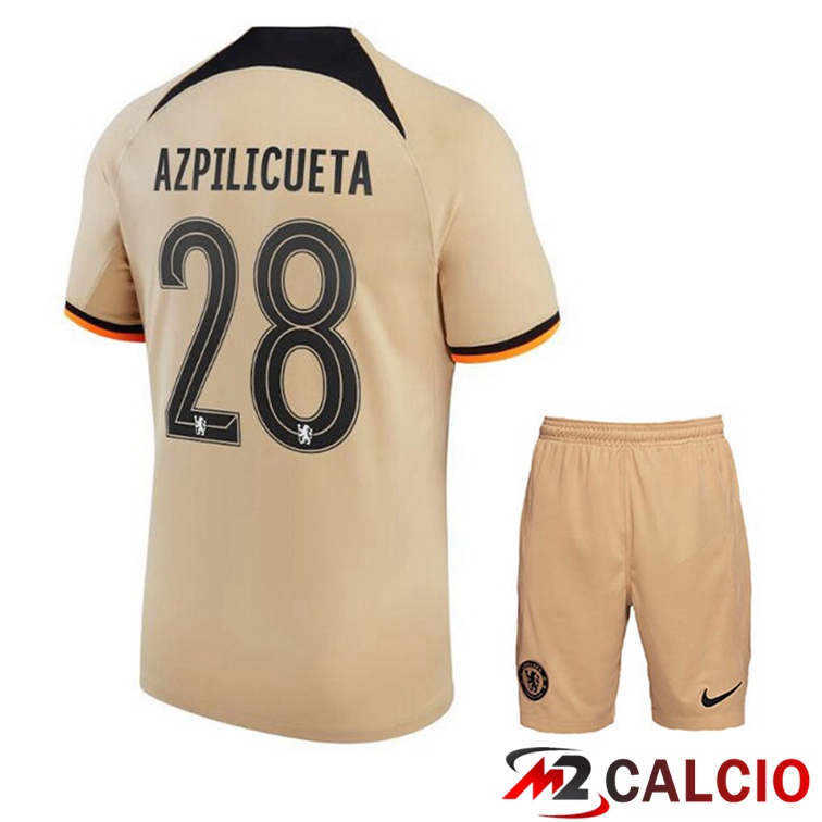 Maglie Calcio Personalizzate,Tute Calcio Squadre,Maglia Nazionale Italiana Calcio | Maglie Calcio FC Chelsea (AZPILICUETA 28) Bambino Terza Marrone 2022/2023