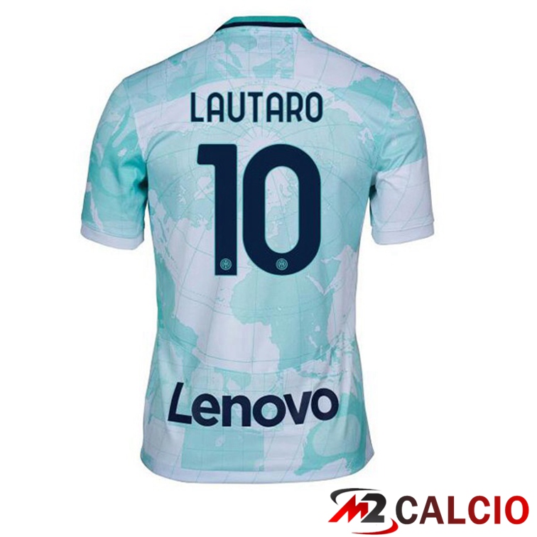 Maglie Calcio Personalizzate,Tute Calcio Squadre,Maglia Nazionale Italiana Calcio | Maglie Calcio Inter Milan (LAUTARO 10) Seconda Bianco Verde 2022/2023