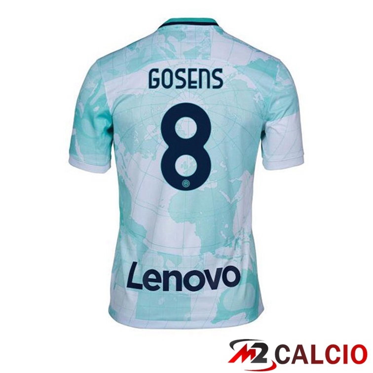 Maglie Calcio Personalizzate,Tute Calcio Squadre,Maglia Nazionale Italiana Calcio | Maglie Calcio Inter Milan (GOSENS 8) Seconda Bianco Verde 2022/2023
