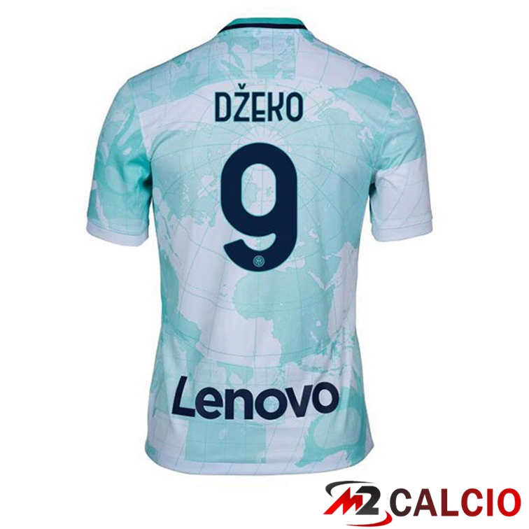 Maglie Calcio Personalizzate,Tute Calcio Squadre,Maglia Nazionale Italiana Calcio | Maglie Calcio Inter Milan (DŽEKO 9) Seconda Bianco Verde 2022/2023