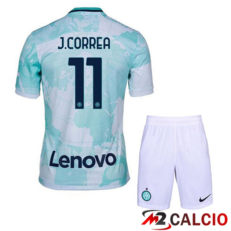 Maglie Calcio Personalizzate,Tute Calcio Squadre,Maglia Nazionale Italiana Calcio | Maglie Calcio Inter Milan (J.CORREA 11) Bambino Seconda Bianco Verde 2022/2023