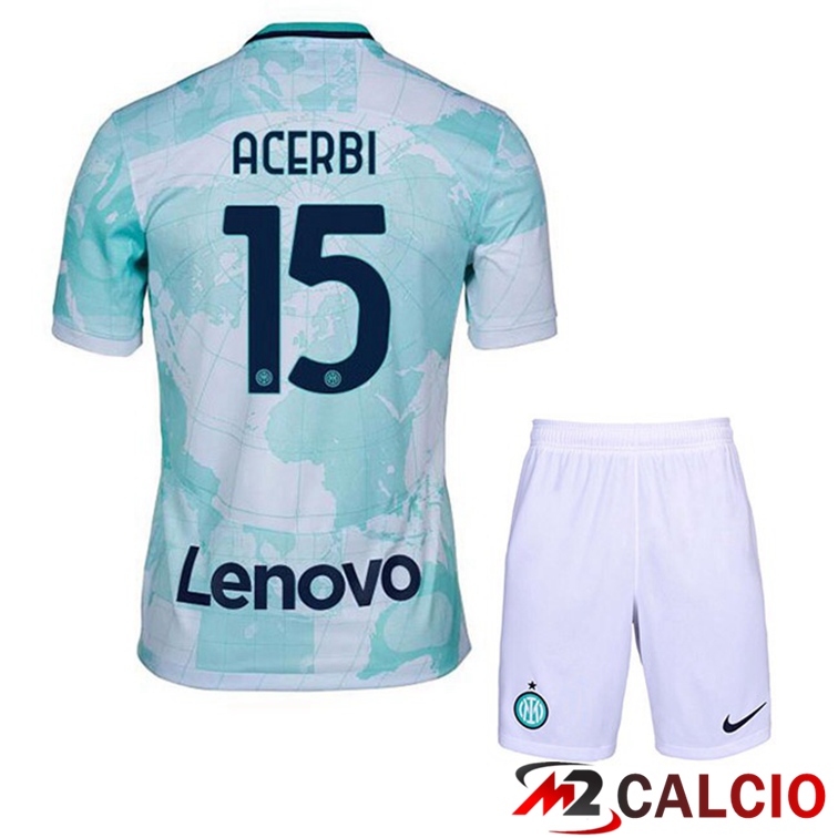 Maglie Calcio Personalizzate,Tute Calcio Squadre,Maglia Nazionale Italiana Calcio | Maglie Calcio Inter Milan (ACERBI 15) Bambino Seconda Bianco Verde 2022/2023