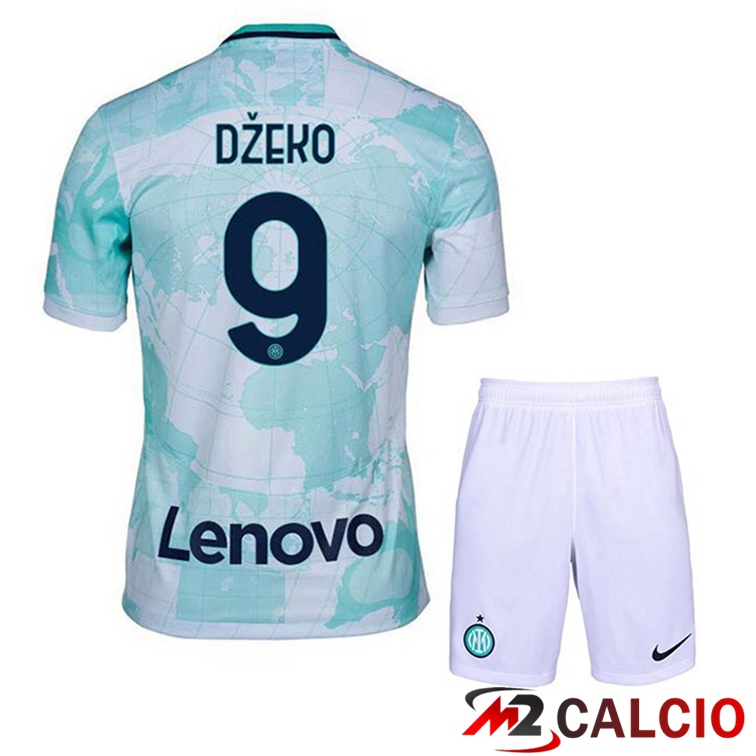 Maglie Calcio Personalizzate,Tute Calcio Squadre,Maglia Nazionale Italiana Calcio | Maglie Calcio Inter Milan (DŽEKO 9) Bambino Seconda Bianco Verde 2022/2023