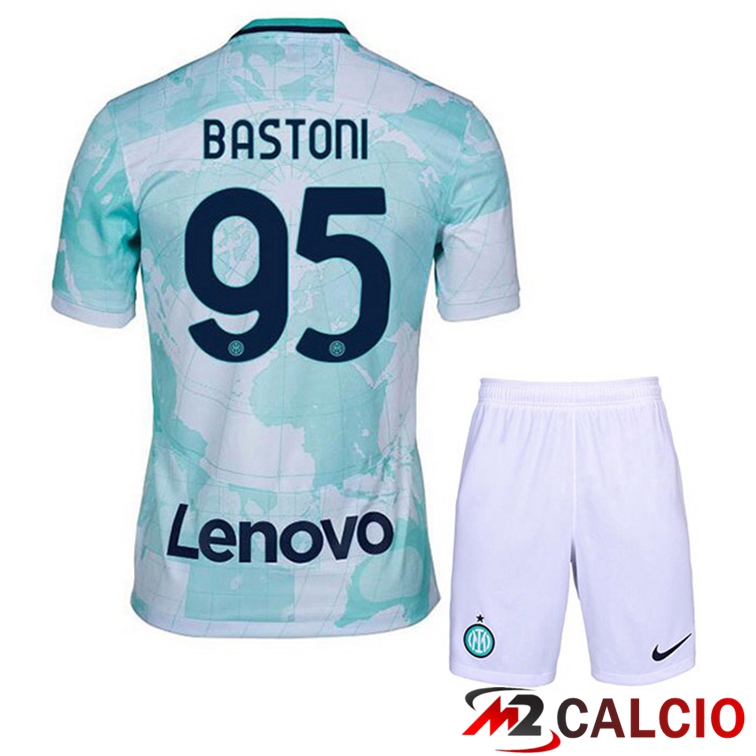 Maglie Calcio Personalizzate,Tute Calcio Squadre,Maglia Nazionale Italiana Calcio | Maglie Calcio Inter Milan (BASTONI 95) Bambino Seconda Bianco Verde 2022/2023
