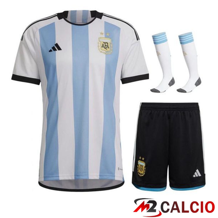 Maglie Calcio Personalizzate,Tute Calcio Squadre,Maglia Nazionale Italiana Calcio | Insieme Maglie Calcio Argentina Prima (Pantaloncini + Calzini) 2022/2023