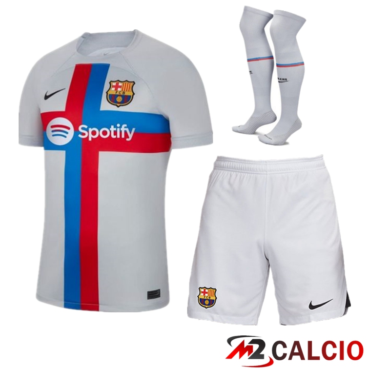 Maglie Calcio Personalizzate,Tute Calcio Squadre,Maglia Nazionale Italiana Calcio | Insieme Maglie Calcio FC Barcelone Terza (Pantaloncini + Calzini) 2022/2023