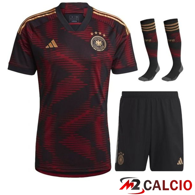Maglie Calcio Personalizzate,Tute Calcio Squadre,Maglia Nazionale Italiana Calcio | Insieme Maglie Calcio Germania Seconda (Pantaloncini + Calzini) Coppa Del Mondo 2022