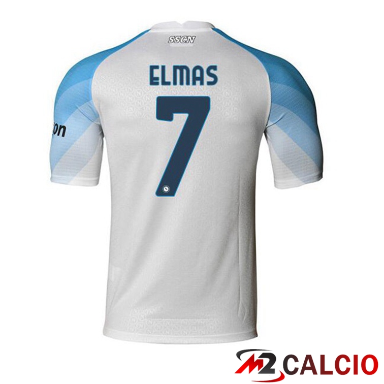 Maglie Calcio Personalizzate,Tute Calcio Squadre,Maglia Nazionale Italiana Calcio | Maglie Calcio SSC Napoli (Elmas 7) Prima Bianco 2022/2023