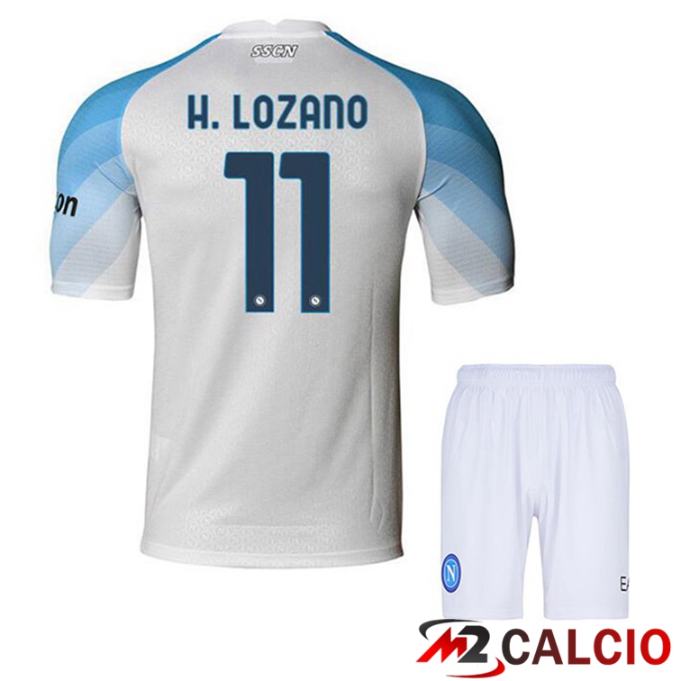 Maglie Calcio Personalizzate,Tute Calcio Squadre,Maglia Nazionale Italiana Calcio | Maglie Calcio SSC Napoli (H. Lozano 11) Bambino Prima Bianco 2022/2023