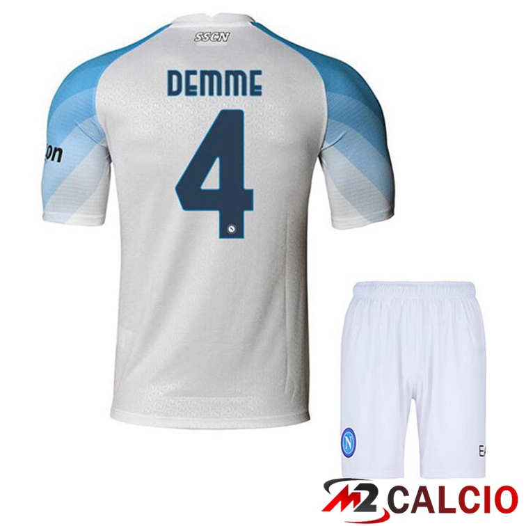 Maglie Calcio Personalizzate,Tute Calcio Squadre,Maglia Nazionale Italiana Calcio | Maglie Calcio SSC Napoli (Demme 4) Bambino Prima Bianco 2022/2023