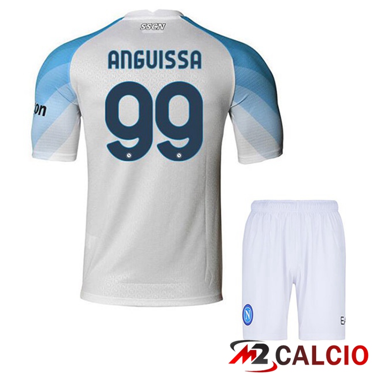 Maglie Calcio Personalizzate,Tute Calcio Squadre,Maglia Nazionale Italiana Calcio | Maglie Calcio SSC Napoli (Anguissa 99) Bambino Prima Bianco 2022/2023