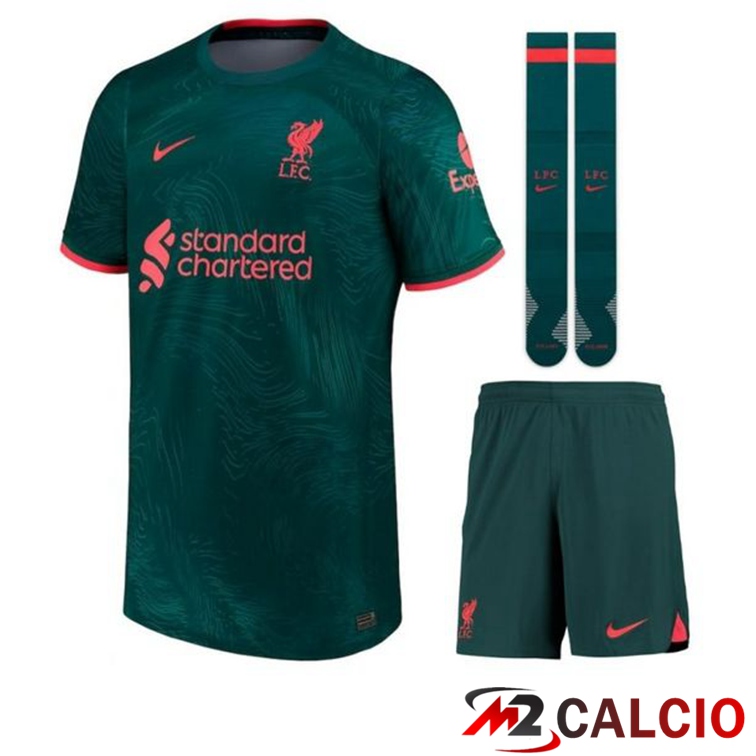 Maglie Calcio Personalizzate,Tute Calcio Squadre,Maglia Nazionale Italiana Calcio | Insieme Maglie Calcio FC Liverpool Terza (Pantaloncini + Calzini) 2022/2023