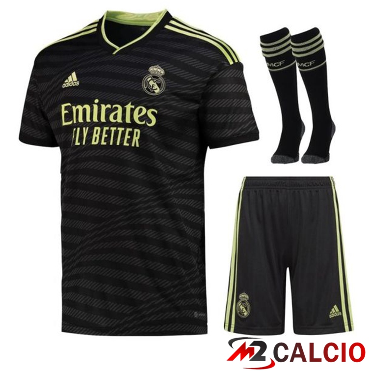 Maglie Calcio Personalizzate,Tute Calcio Squadre,Maglia Nazionale Italiana Calcio | Insieme Maglie Calcio Real Madrid Terza (Pantaloncini + Calzini) 2022/2023