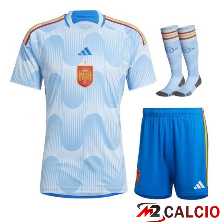 Maglie Calcio Personalizzate,Tute Calcio Squadre,Maglia Nazionale Italiana Calcio | Insieme Maglie Calcio Spagna Seconda (Pantaloncini + Calzini) 2022/2023
