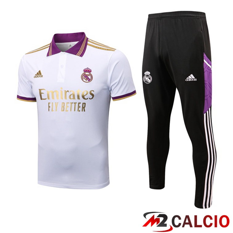 Maglie Calcio Personalizzate,Tute Calcio Squadre,Maglia Nazionale Italiana Calcio | Maglia Polo Real Madrid + Pantaloni Bianco 2022/2023