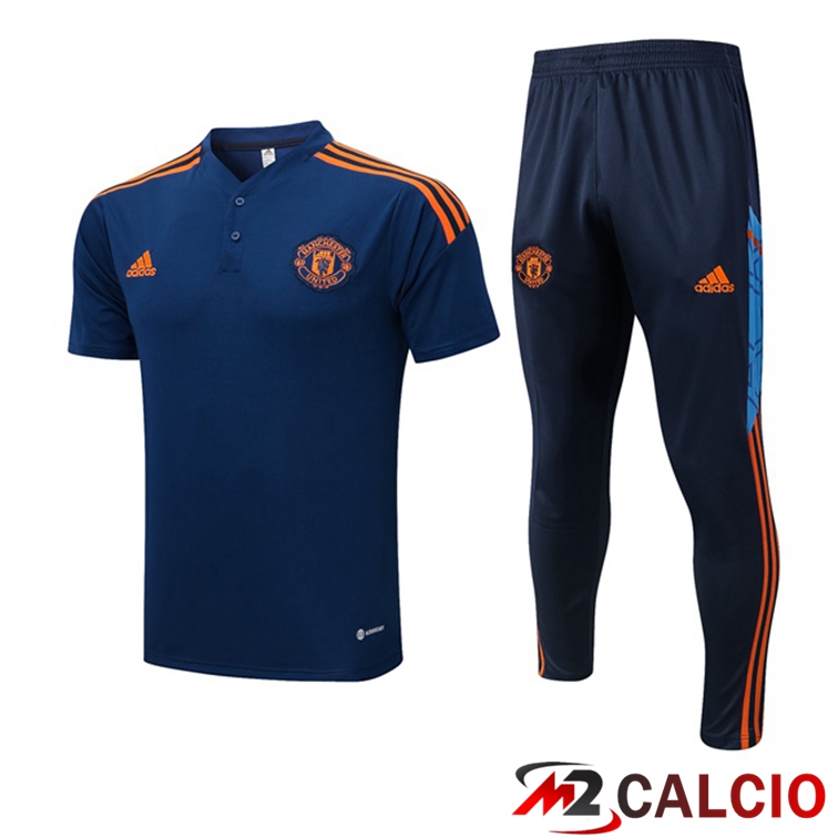 Maglie Calcio Personalizzate,Tute Calcio Squadre,Maglia Nazionale Italiana Calcio | Maglia Polo Manchester United + Pantaloni Blu Reale 2022/2023