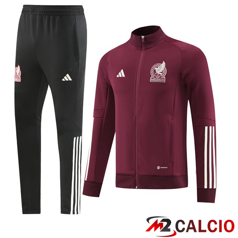 Maglie Calcio Personalizzate,Tute Calcio Squadre,Maglia Nazionale Italiana Calcio | Insieme Tuta Calcio - Giacca Messico Rosso 2022/2023