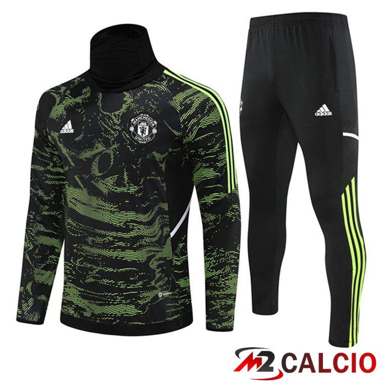 Maglie Calcio Personalizzate,Tute Calcio Squadre,Maglia Nazionale Italiana Calcio | Insieme Tuta Calcio Manchester United Collo alto Verde 2022/2023