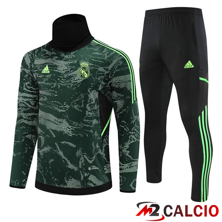 Maglie Calcio Personalizzate,Tute Calcio Squadre,Maglia Nazionale Italiana Calcio | Insieme Tuta Calcio Real Madrid Collo alto Verde 2022/2023