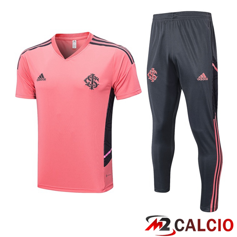 Maglie Calcio Personalizzate,Tute Calcio Squadre,Maglia Nazionale Italiana Calcio | T Shirt Allenamento SC Internacional + Pantaloni Rosa 2022/2023