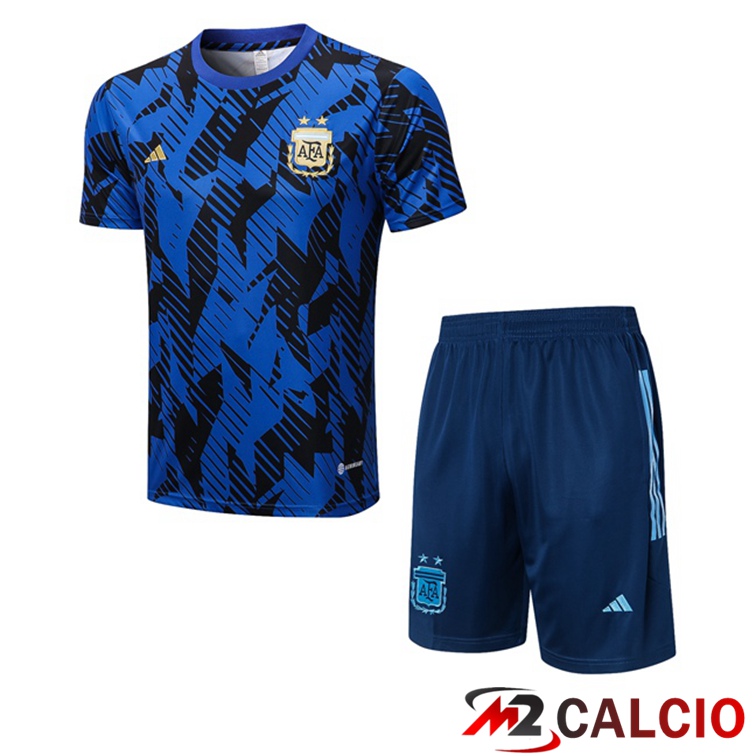 Maglie Calcio Personalizzate,Tute Calcio Squadre,Maglia Nazionale Italiana Calcio | T Shirt Allenamento Argentina + Pantaloncini Blu 2022/2023