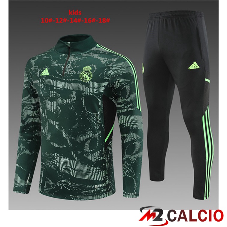Maglie Calcio Personalizzate,Tute Calcio Squadre,Maglia Nazionale Italiana Calcio | Insieme Tuta Calcio Real Madrid Bambino Verde 2022/2023