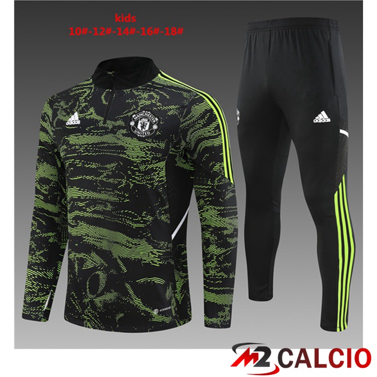 Maglie Calcio Personalizzate,Tute Calcio Squadre,Maglia Nazionale Italiana Calcio | Insieme Tuta Calcio Manchester United Bambino Verde 2022/2023