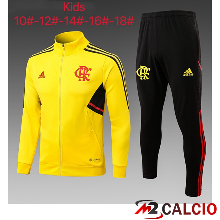 Maglie Calcio Personalizzate,Tute Calcio Squadre,Maglia Nazionale Italiana Calcio | Insieme Tuta Calcio - Giacca Flamengo Bambino Giallo 2022/2023