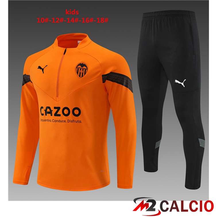 Maglie Calcio Personalizzate,Tute Calcio Squadre,Maglia Nazionale Italiana Calcio | Insieme Tuta Calcio Valencia CF Bambino Arancia 2022/2023