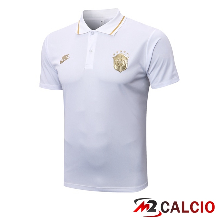 Maglie Calcio Personalizzate,Tute Calcio Squadre,Maglia Nazionale Italiana Calcio | Maglia Polo Brasile Bianco 2022/2023