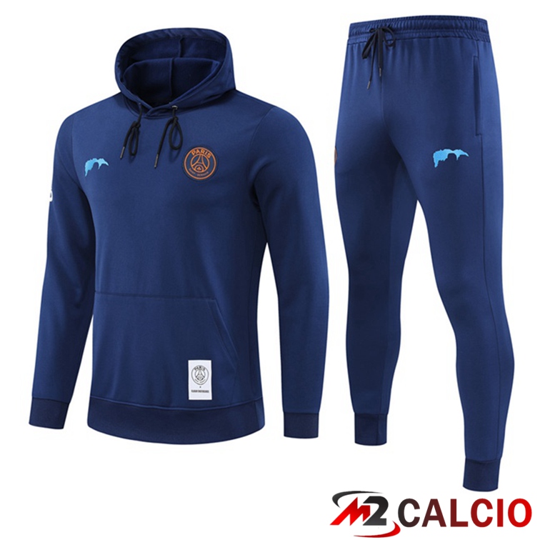 Maglie Calcio Personalizzate,Tute Calcio Squadre,Maglia Nazionale Italiana Calcio | Insieme Giacca Con Cappuccio Tuta Paris PSG Blu Reale 2022/2023
