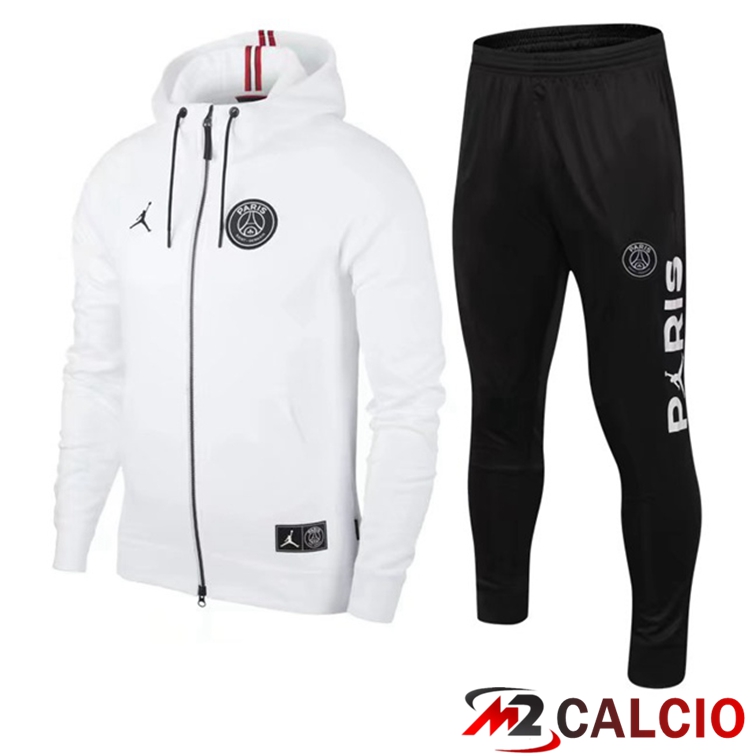 Maglie Calcio Personalizzate,Tute Calcio Squadre,Maglia Nazionale Italiana Calcio | Insieme Giacca Con Cappuccio Tuta JORDAN Paris PSG Bianco 2022/2023