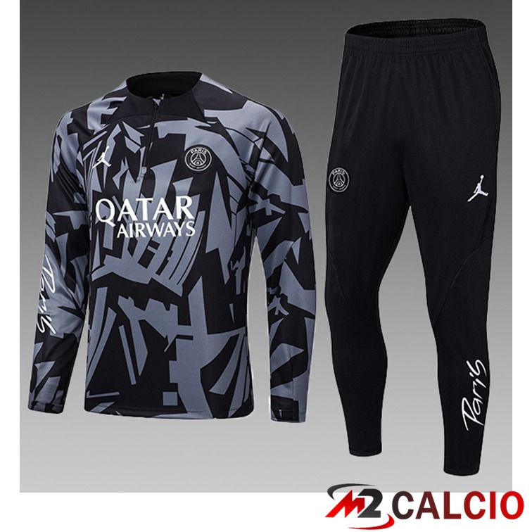 Maglie Calcio Personalizzate,Tute Calcio Squadre,Maglia Nazionale Italiana Calcio | Insieme Tuta Calcio Paris PSG Bambino Nero Grigio 2022/2023
