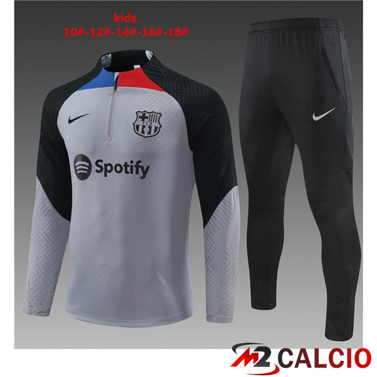 Maglie Calcio Personalizzate,Tute Calcio Squadre,Maglia Nazionale Italiana Calcio | Insieme Tuta Calcio FC Barcellona Bambino Grigio 2022/2023
