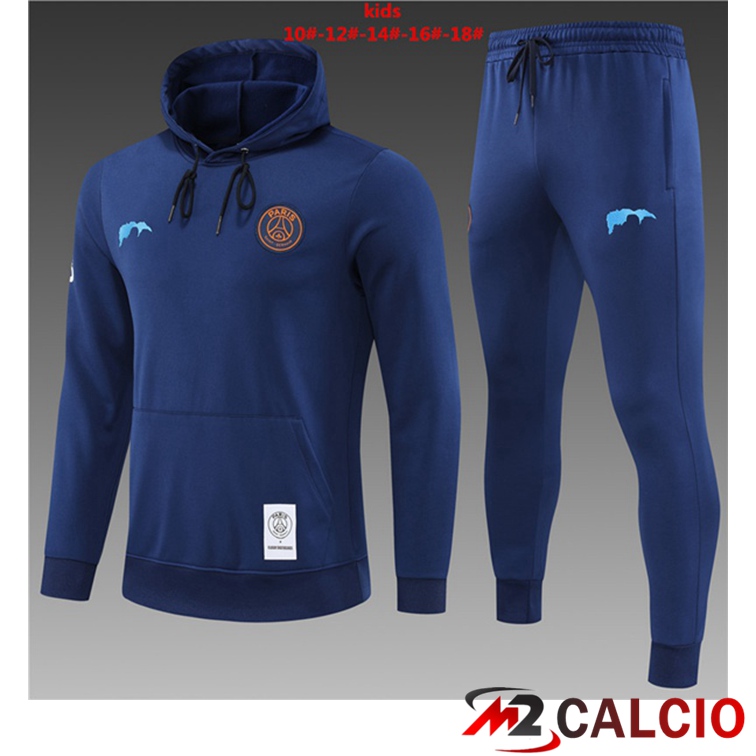Maglie Calcio Personalizzate,Tute Calcio Squadre,Maglia Nazionale Italiana Calcio | Insieme Giacca Con Cappuccio Tuta Paris PSG Bambino Blu Reale 2022/2023