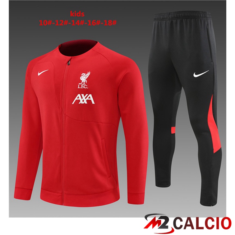 Maglie Calcio Personalizzate,Tute Calcio Squadre,Maglia Nazionale Italiana Calcio | Insieme Tuta Calcio - Giacca FC Liverpool Bambino Rosso 2022/2023