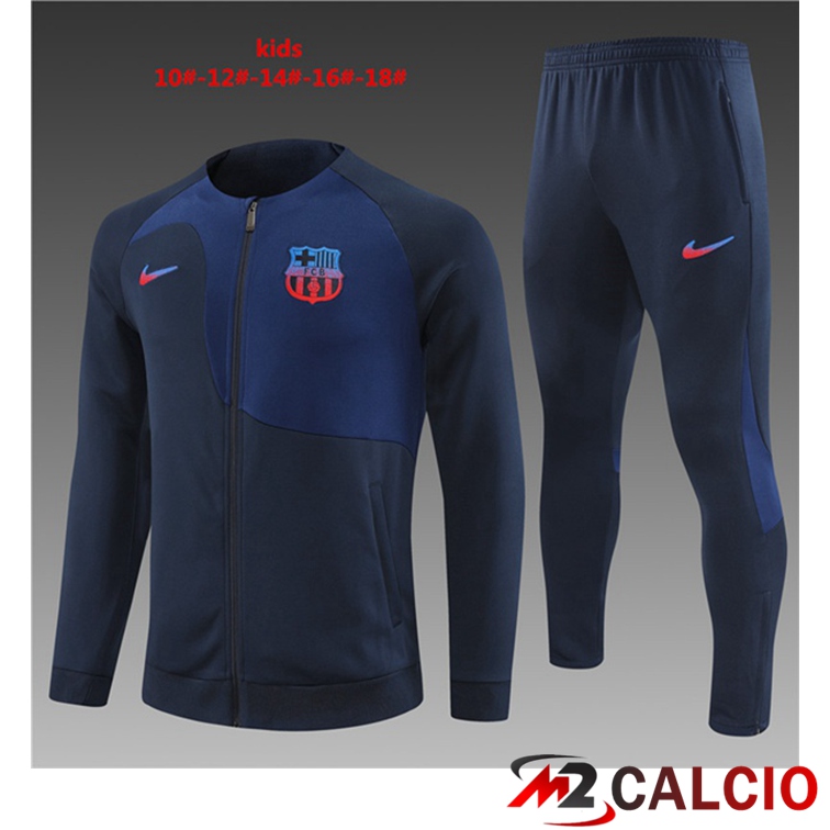 Maglie Calcio Personalizzate,Tute Calcio Squadre,Maglia Nazionale Italiana Calcio | Insieme Tuta Calcio - Giacca FC Barcellona Bambino Blu Reale 2022/2023